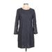 Madewell Casual Dress - Shift Crew Neck 3/4 sleeves: Gray Print Dresses - Women's Size 10