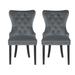 Rosdorf Park Tufted Velvet Metal Back Side Chair Dining Chair Wood/Upholstered/Velvet in Gray | 37.5 H x 20.5 W x 24.5 D in | Wayfair