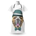 East Urban Home English Bulldog Apron Unisex, Dog in a Hat, Adult Size, Teal Brown Pink, Polyester | Wayfair BFC679E1B0EF4CE2ACD4273800D790EC
