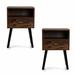 Corrigan Studio® Set of 2,Mid Century Nightstand, Side Table w/ Drawer & Shelf, End Table Wood in Brown | 23.25 H x 15.75 W x 11.75 D in | Wayfair