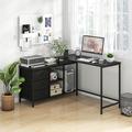 Inbox Zero Marayah 55" W L-Shaped Computer Desk Wood/Metal in Black | 29.5 H x 55 W x 41.5 D in | Wayfair 334E49DE325A4FD1B6BBDF757ABA9683