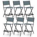 Latitude Run® Folding Bar Stools Set Of 6 Patio Sling Chairs W/Backrest Humanized Footrest Metal in Blue | 40 H x 18 W x 22.5 D in | Wayfair