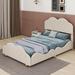 Gemma Violet Platform Bed w/ Cloud Shaped Bed Board Upholstered/Velvet, Solid Wood in Brown | 39.4 H x 56.3 W x 78.1 D in | Wayfair