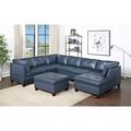 Blue Sectional - Latitude Run® Sectional Set Corner Wedge Armless Chair, Sectional Set Corner Wedge Armless Chair Genuine Leather | Wayfair