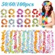 40-100 pièces guirlande de fleurs artificielles pour fête hawaïenne collier bandeau guirlandes