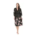 Vente chaude Noir D'été Satin Kimono Peignoir Femmes Mariée Demoiselle D'ints Robe De Mariage Robe