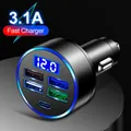 Chargeur de voiture 3 1a 4 USB allume-cigare adaptateur PD Type C chargeur de voiture avec LED