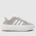 adidas grand court platform trainers in white & grey