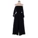 Ish Jumpsuit Off The Shoulder 3/4 sleeves: Black Solid Jumpsuits - Women's Size Small