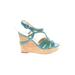 Ivanka Trump Wedges: Teal Solid Shoes - Women's Size 9 1/2 - Open Toe