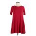 Agnes & Dora Casual Dress - Mini Crew Neck Short sleeves: Red Solid Dresses - New - Women's Size 2X-Small