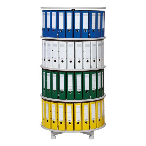 OTTO Office Ordnerdrehsäule für 96 Ordner auf 4 Etagen 80 cm Etagen einzeln drehbar grau, 80x157x80 cm Image