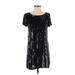 French Connection Cocktail Dress - Mini Scoop Neck Short sleeves: Black Print Dresses - Women's Size 4