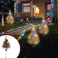 Tepsmf Solar Christmas Tree Lamp Garden Decoration Lawns LED Color Lamp Outdoor Landscapes Lamp For Garden Patio Yard Flowerbed Parties With 6PCS Bows 6PCS Bells