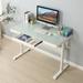 Tempered Glass Standing Desk with Drawer, Adjustable Height Stand up Desk, Sit Stand Home Office Desk, Ergonomic Workstation