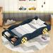 Twin/Full Size Race Car-Shaped Platform Bed with Wheels and Storage, Wooden Platform Bed Kids Car Bed for Kids Teen Boys Girls