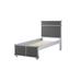 Gray PU & Gray Twin Panel Bed - Transitional Style, Padded Headboard/Footboard, No Box Spring Required