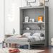 Full Size Gray Murphy Bed Cabinet with USB Port and Removable Shelves, Space-Saving Foldaway Bed and Cabinet Combo