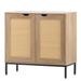 Rustic Accent Storage Cabinet with Rattan Doors