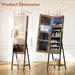 Mirror Jewelry Cabinet Standing with LED Lights - 46.46"D x 17.32"W x 6.89"H
