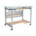 Rolling Computer Desk with Glass Top - 39.5" - Beige and Silver