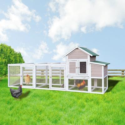 122"W Wood Chicken Coop Hen House Pet Hutch Wooden Pet Cage Backyard with Nesting Box