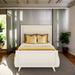 Twin Size Bed with Headboard, Wooden Bed with Frame Mattress Foundation, Platform Bed with Wood Slat Support, White