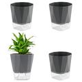 Self Watering Planters Bexikou 4Pack 4.9 Inch Self Watering Pots for Indoor Plants Self Watering Plant Pots Plastic Planter Pot for House Plants Herbs Violets Succulents (Gray)