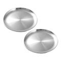 Stainless Steel Dinner Plates Bowls: 2pcs Round Serving Tray Pasta Plates Salad Dishes Steak Plate Party Dinnerware Home Outdoor 17CM