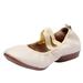 TOWED22 Women s Slip on Flats Classy Round Toe Solid Classic Mary Jane Ballet Dance Shoes Soft Comfortable PU Flat Shoes(White 6.5)