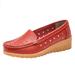 TOWED22 Women s Slip on Flats Classy Round Toe Solid Classic Mary Jane Ballet Dance Shoes Soft Comfortable PU Flat Shoes(Red 6.5)