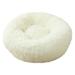 FNOCHY Round Calming Donut Dog Bed for Medium/Small Dogs Refillable w/ Removable Washable Cover For Dogs Up to 45 lbs - Shaggy Plush Long Faux Fur Donut Bed