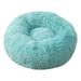 FNOCHY Round Calming Donut Dog Bed for Medium/Small Dogs Refillable w/ Removable Washable Cover For Dogs Up to 45 lbs - Shaggy Plush Long Faux Fur Donut Bed