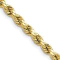 14K Yellow Gold 4.2mm Semi Solid Diamond-cut Rope with Lobster Lock Chain - 24