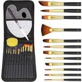 Acrylic Brush Set 15-Piece Painting Brush Set Children S Acrylic Brush Set Watercolor And Oil Paint Acrylic Brush Set With Mixing Palette Sponge Spatula And Carrying Case