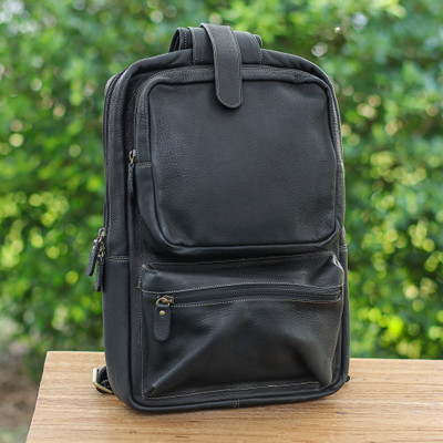 Allsaints | Carabiner leather backpack - Black | Realry