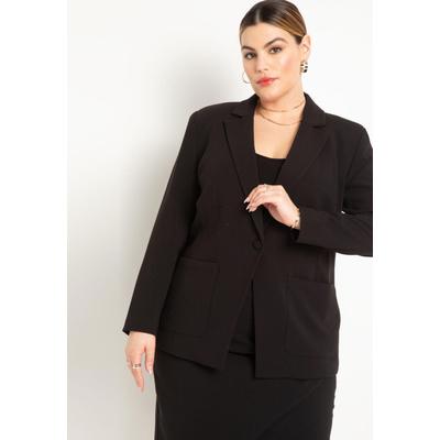 Plus Size Women's The 365 Suit Patch Pocket Blazer by ELOQUII in Chicory Coffee (Size 18)