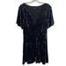 American Eagle Outfitters Dresses | American Eagle Womens Dress Size Medium Blue Velvet Short Sleeve V Neck Boho | Color: Blue | Size: M