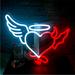 Urban Outfitters Wall Decor | Angel/Devil Heart Trendy Sexy Neon Light Led Colorful Room Wall Dorm Party Decor | Color: Red/White | Size: Os