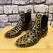 J. Crew Shoes | J . Crew Animal Print Ankle Rain Boots Size 9 | Color: Black/Brown | Size: 9