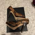 Coach Shoes | Coach Women's 8 Buffy Python Leather Snakeskin High Heels Pumps Brown Q645 | Color: Brown/Tan | Size: 8