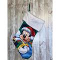 Disney Holiday | Disney Mickey Mouse Hanging Christmas Holiday Stocking Green White Fleece Cuff | Color: Green | Size: Os