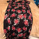 Lularoe Dresses | Lularoe Macy Black Pink Roses Maxi Dress M | Color: Black/Pink | Size: M