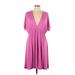 Mossimo Supply Co. Casual Dress - Mini Plunge Short sleeves: Pink Solid Dresses - Women's Size 2X-Large