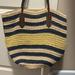 J. Crew Bags | J Crew Straw Tote | Color: Blue/Tan/Yellow | Size: Os