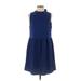 Everly Casual Dress - A-Line Mock Sleeveless: Blue Print Dresses - New - Women's Size Medium