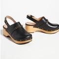Anthropologie Shoes | Anthropologie Silent D Georgia Slingback Heeled Clogs Black Leather 41 | Color: Black | Size: 41