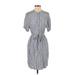 Gap Casual Dress - Shirtdress Crew Neck Short sleeves: Gray Print Dresses - Women's Size X-Small