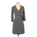 Laundry by Shelli Segal Casual Dress - A-Line V Neck 3/4 sleeves: Black Dresses - Women's Size Small