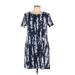 Ellen Tracy Casual Dress - Shift: Blue Print Dresses - Women's Size Large